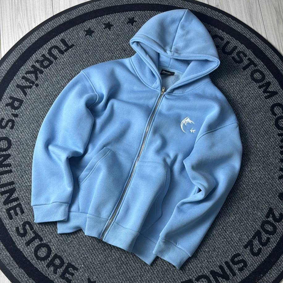 Custom Kışlık Premium Oversize Eşofman Üstü - Bebe Mavisi
