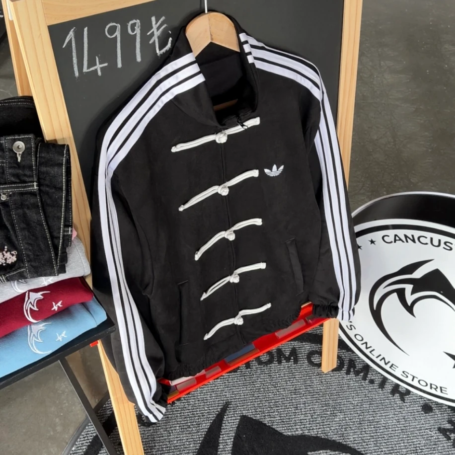 Adidas Chinese Klasik Ceket - Siyah Beyaz görsel 2