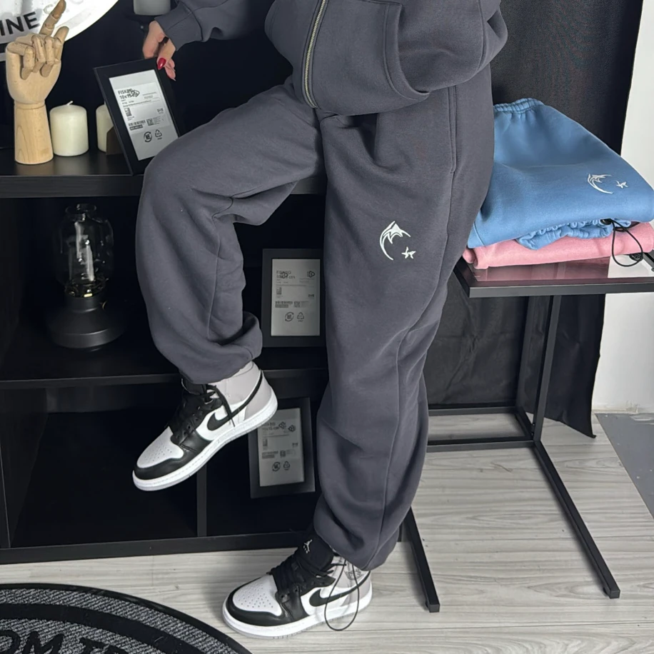 Custom Kışlık Premium Lastikli Paça Oversize Eşofman Altı - Antrasit Gri görsel 2