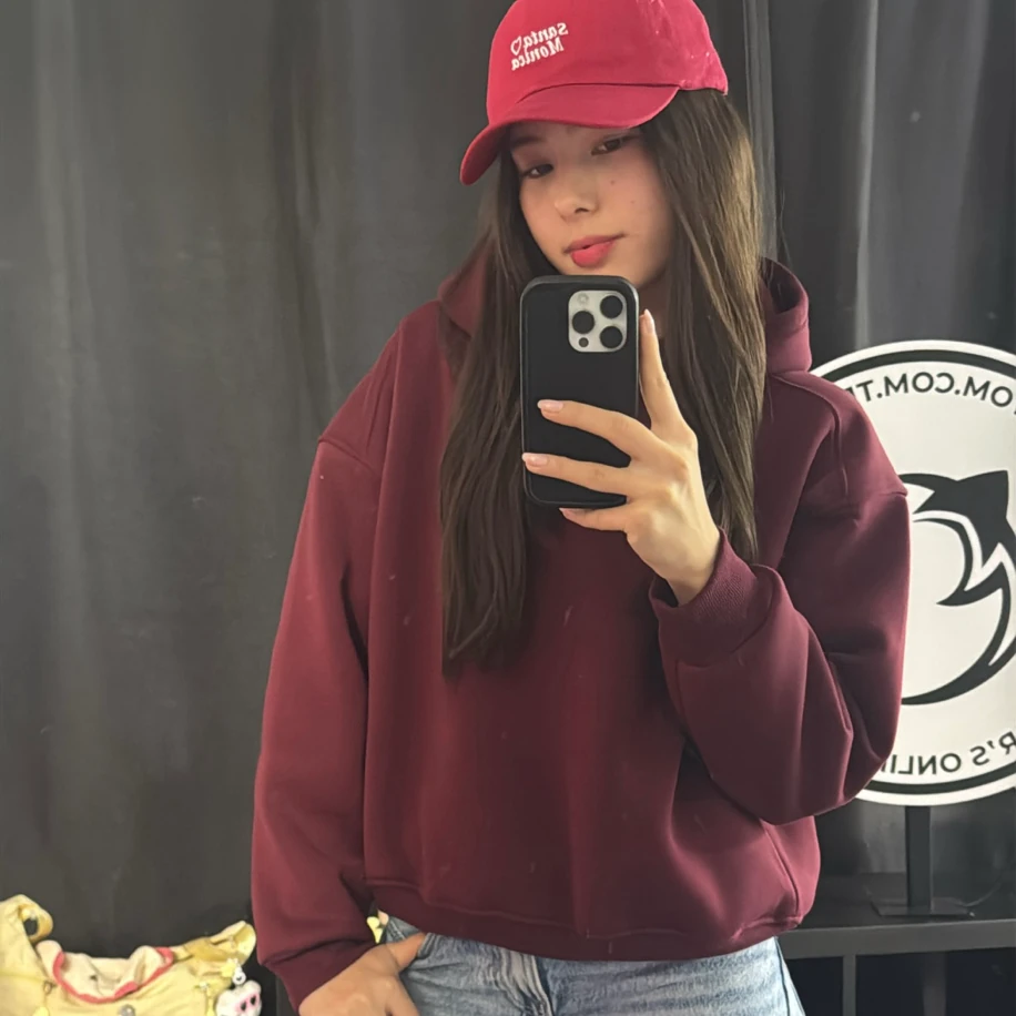 Custom Crop Sweatshirt - Bordo