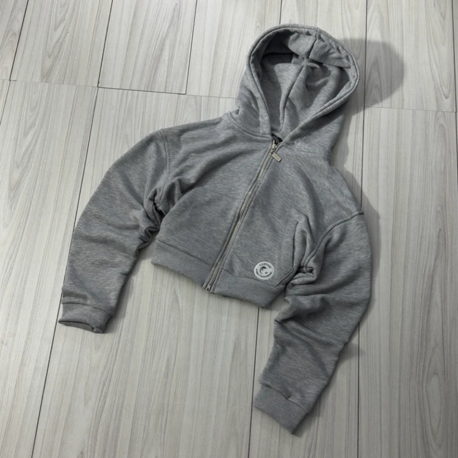 Premium Oversize Crop Ceket - Gri görsel 3