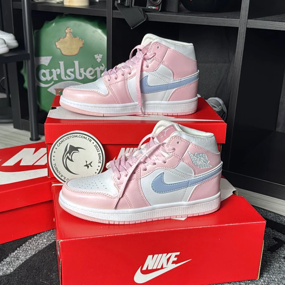 Nike Air Jordan 1 Mid - Pembe Beyaz