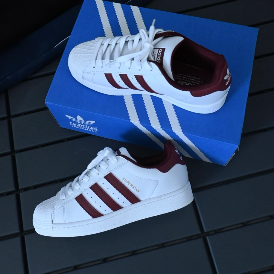 Adidas Süperstar - Beyaz Bordo görsel 4