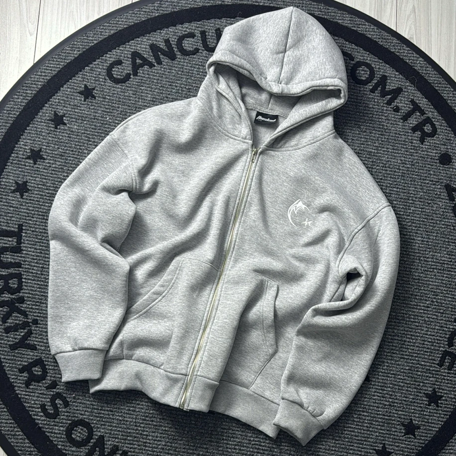 Custom Kışlık Premium Oversize Eşofman Üstü - Gri