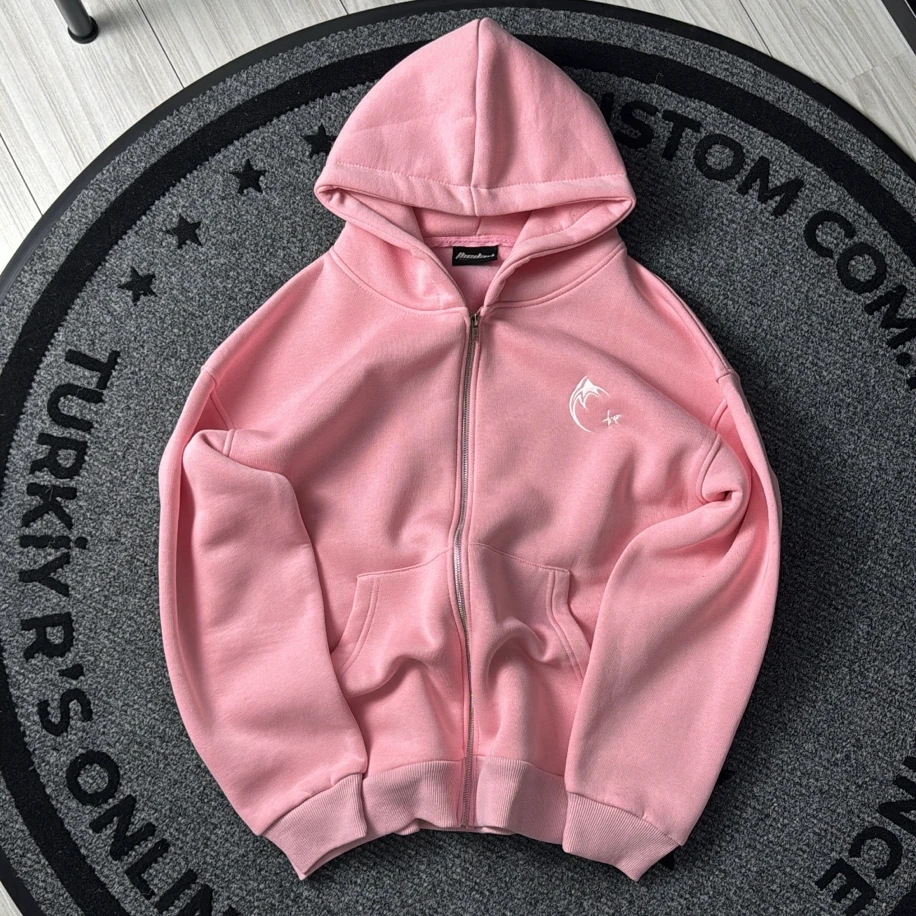 Custom Kışlık Premium Oversize Eşofman Üstü - Pembe