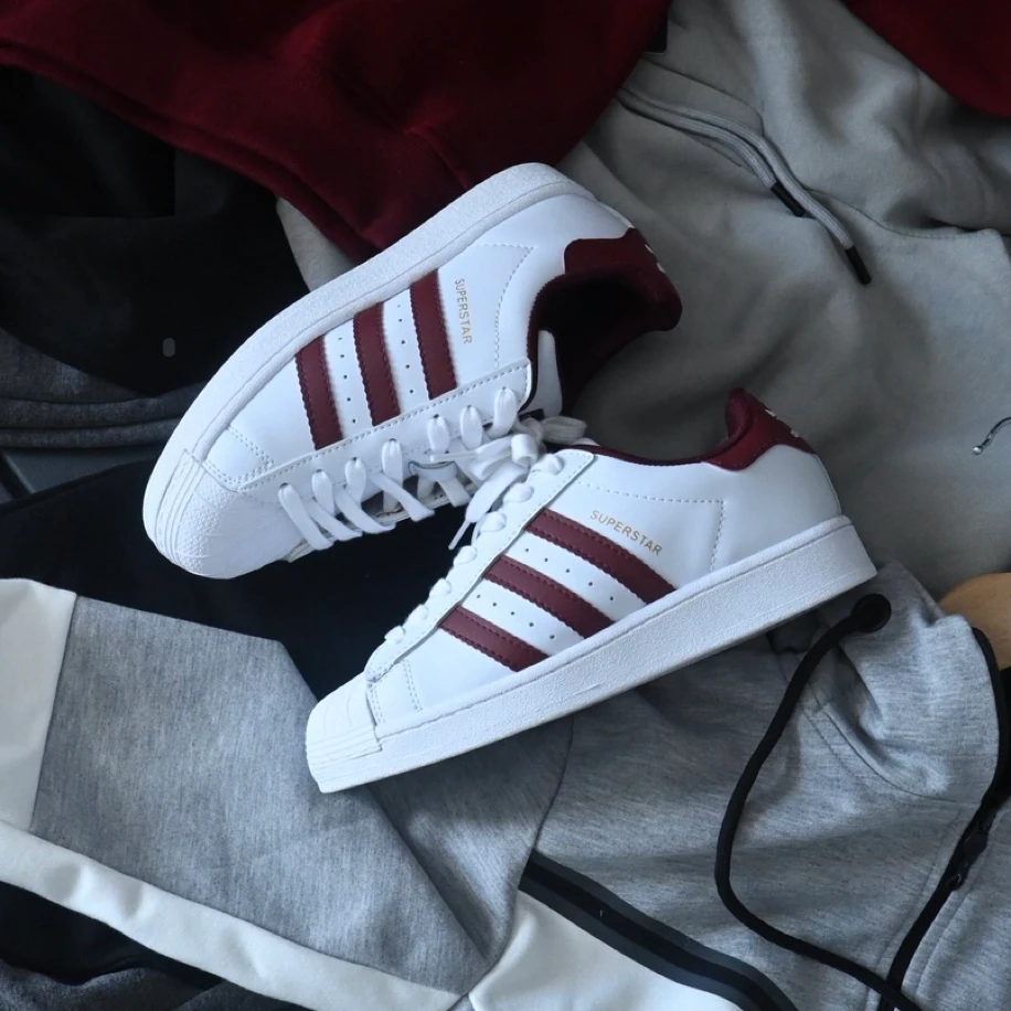 Adidas Süperstar - Beyaz Bordo görsel 2