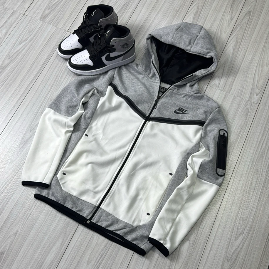 Tech Fleece Ceket - Gri Beyaz