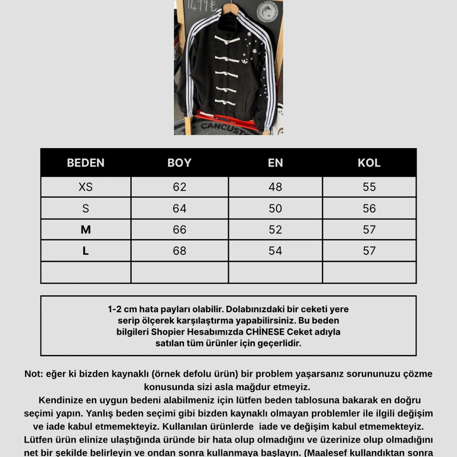 Adidas Chinese Klasik Ceket - Siyah Beyaz görsel 3