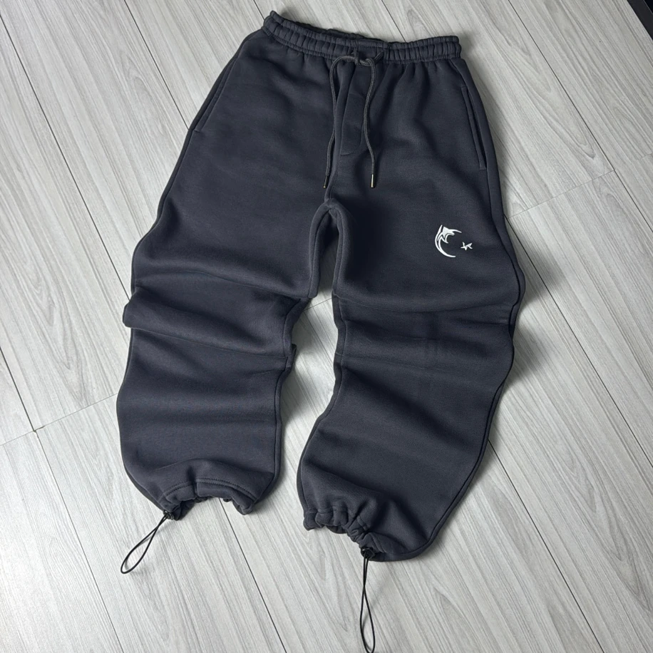 Custom Kışlık Premium Lastikli Paça Oversize Eşofman Altı - Antrasit Gri