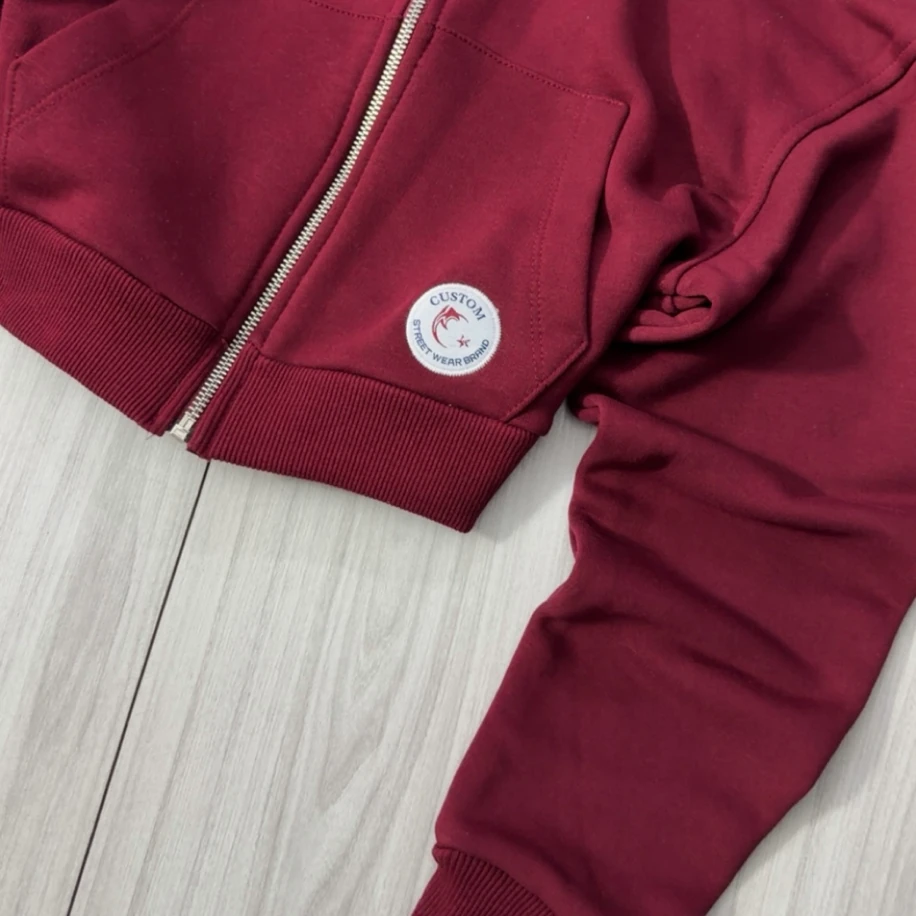 Premium Oversize Crop Ceket - Bordo görsel 4