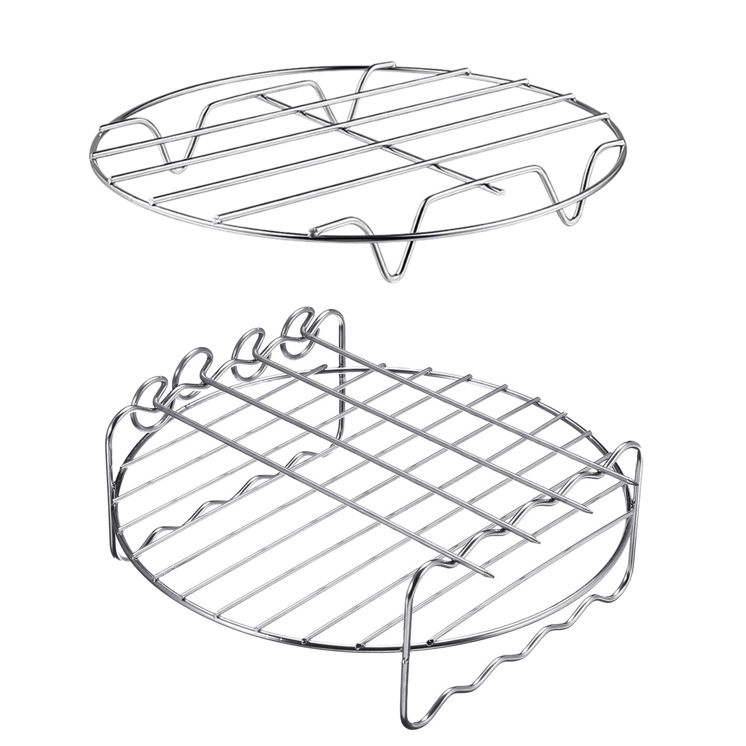 Xxl Fritöz Izgara Teli Ve 4 Şişli Airfryer Aksesuar Seti , 2'li Paslanmaz Çelik Set