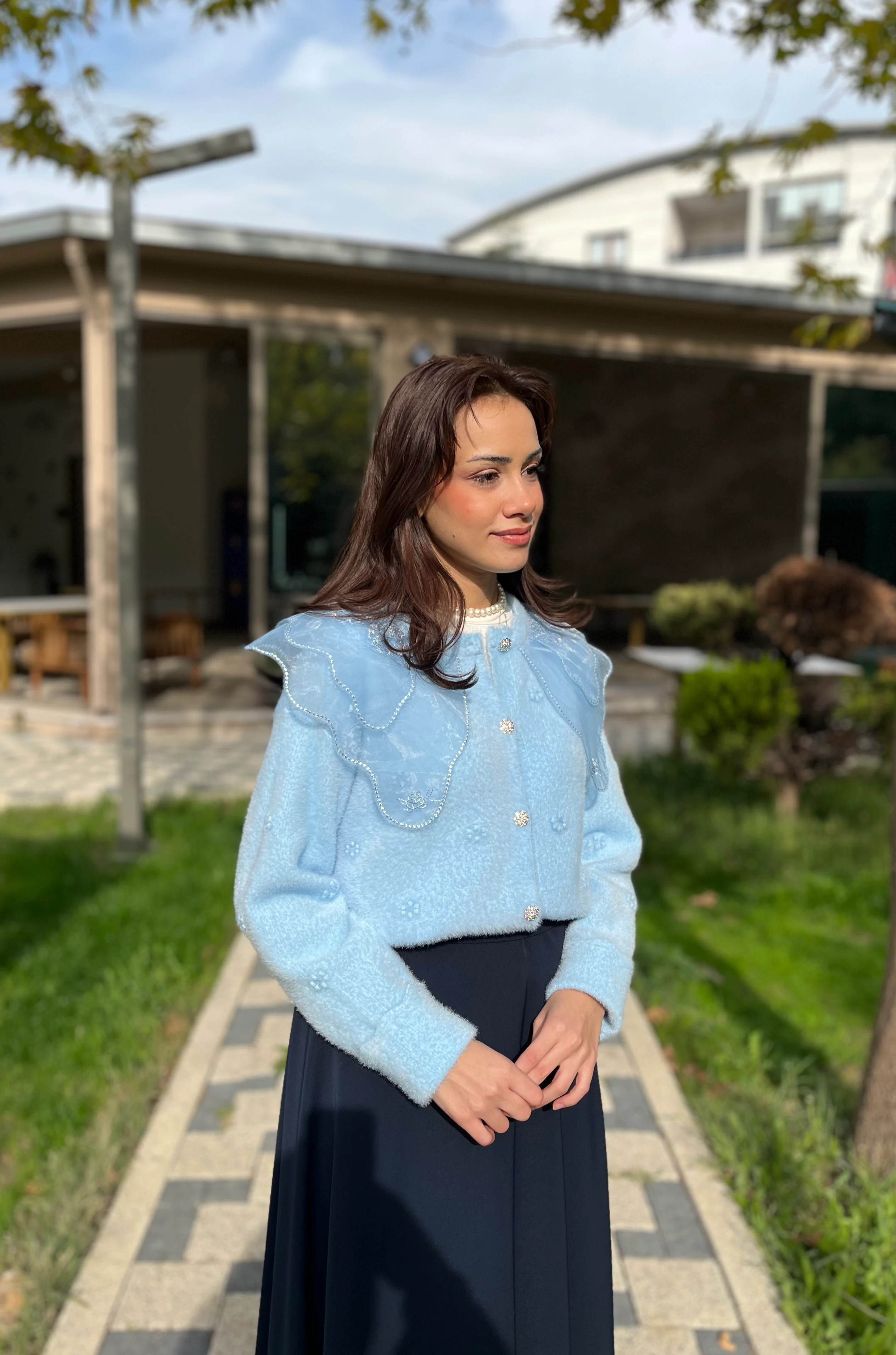 Vintage Yaka Angora Hırka 10002 STANDART BEDEN