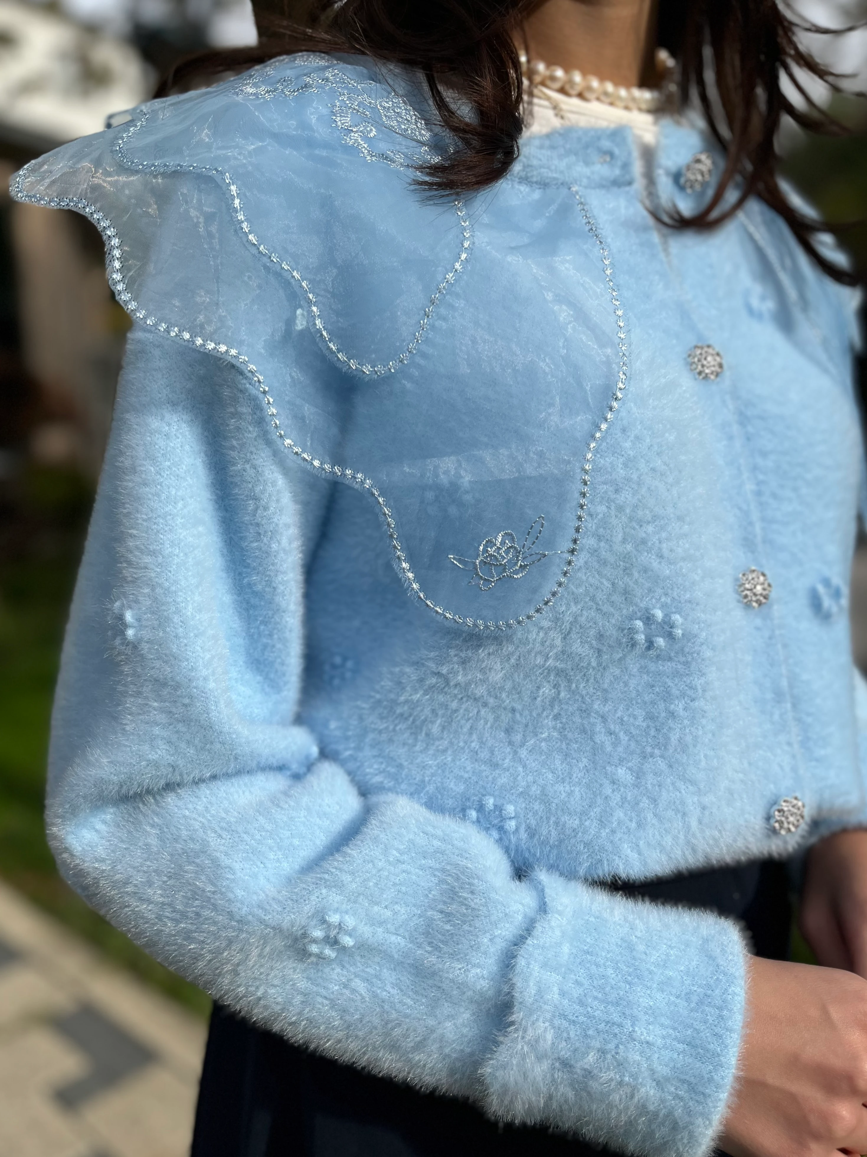 Vintage Yaka Angora Hırka 10002 STANDART BEDEN