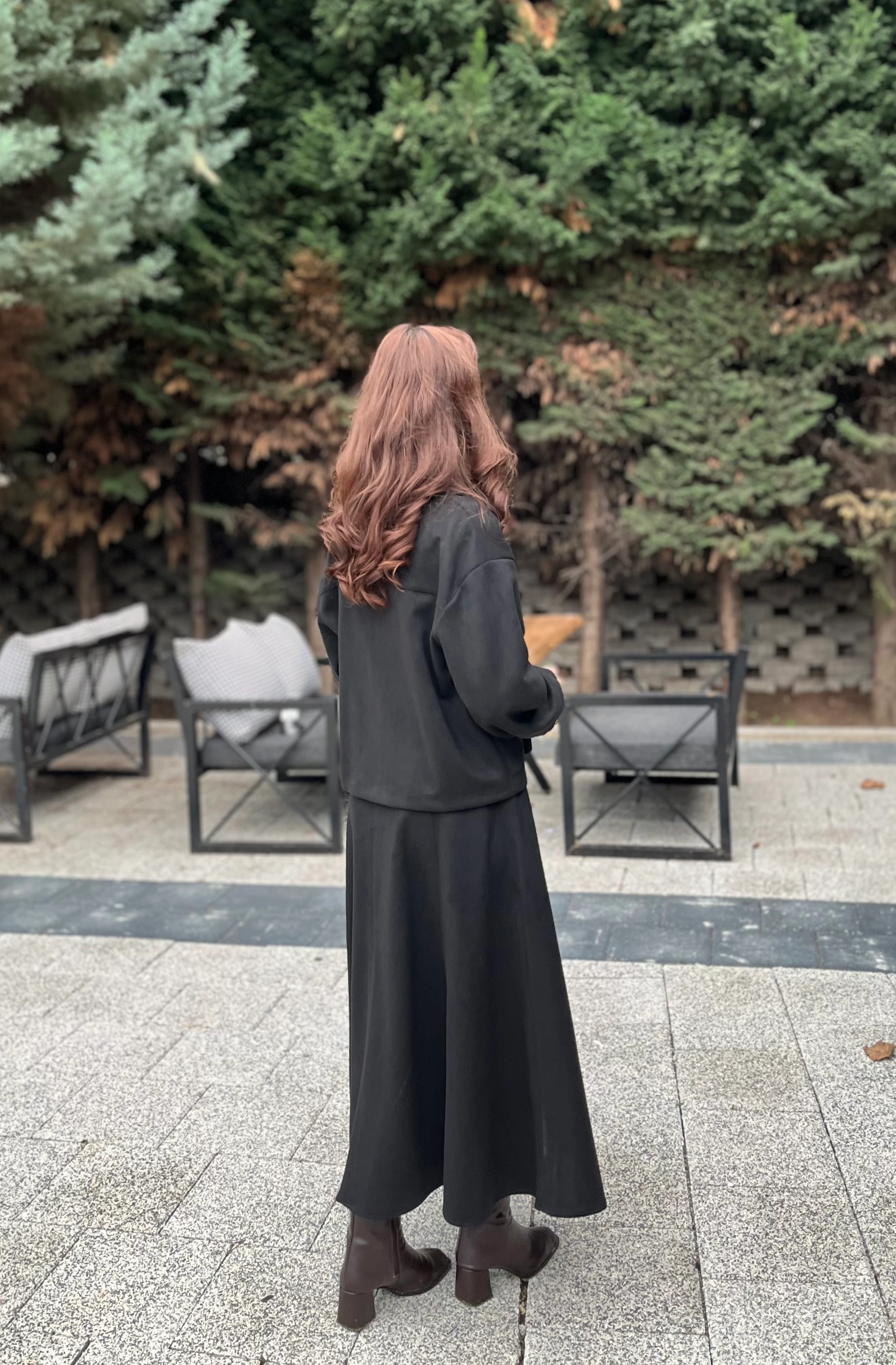 Kadın Süet Etekli Takım 14397 Siyah