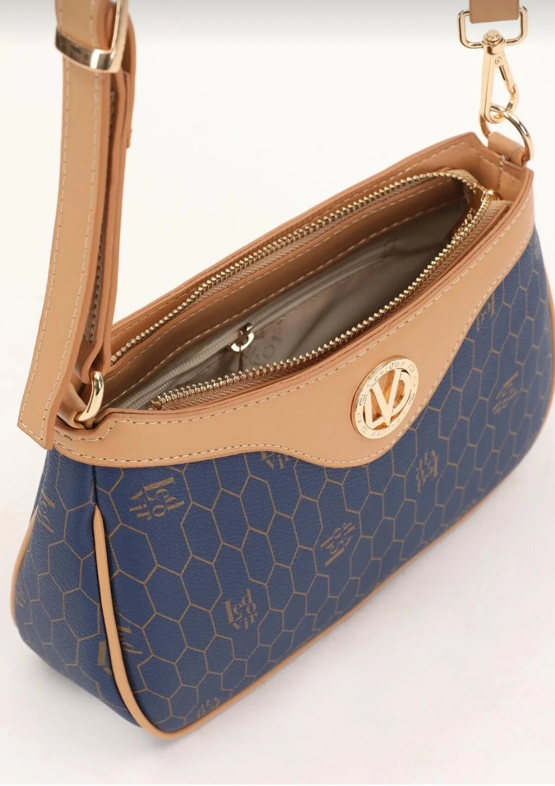 Kadın Levidor Petek Desenli Lacivert Omuz Çantası