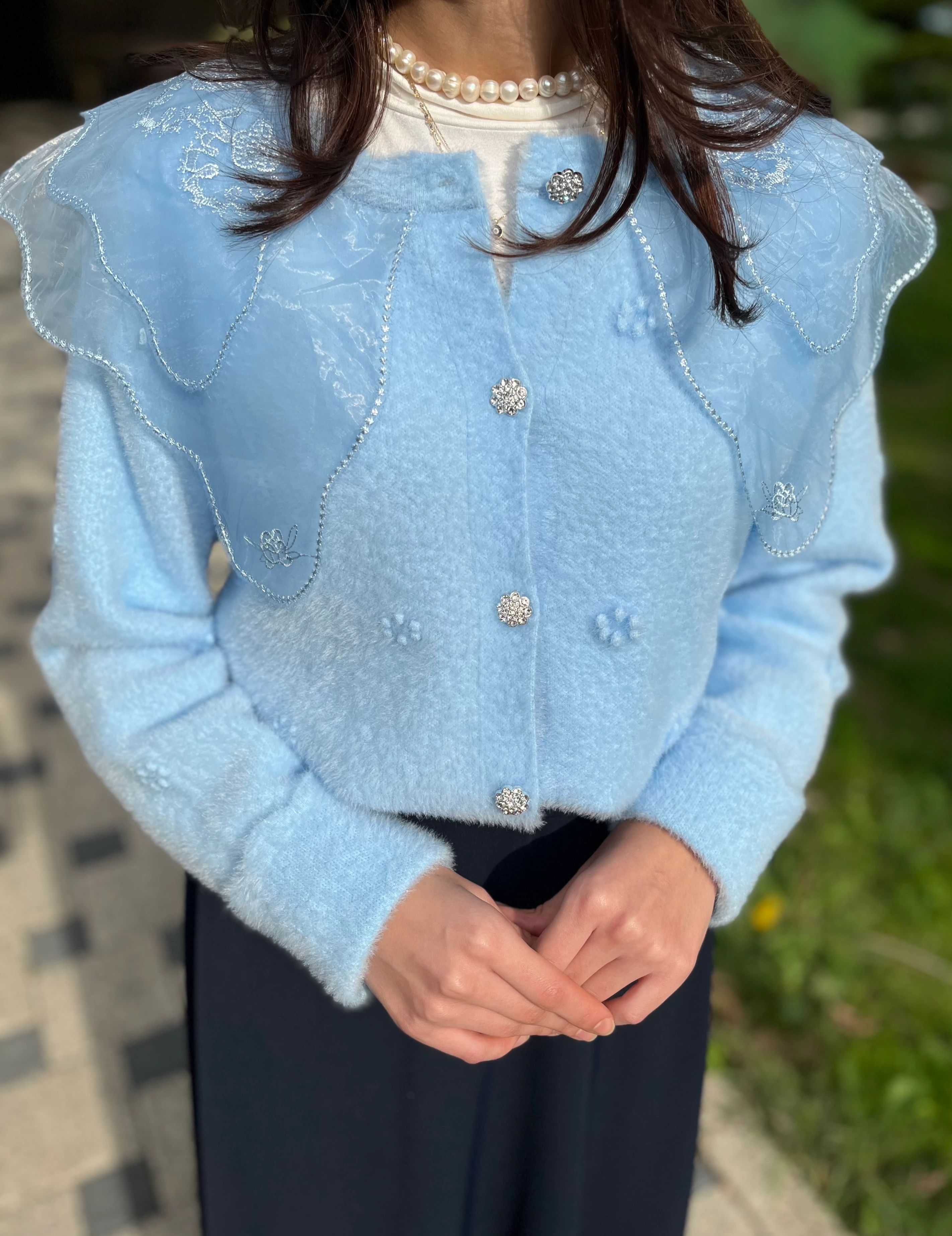 Vintage Yaka Angora Hırka 10002 STANDART BEDEN