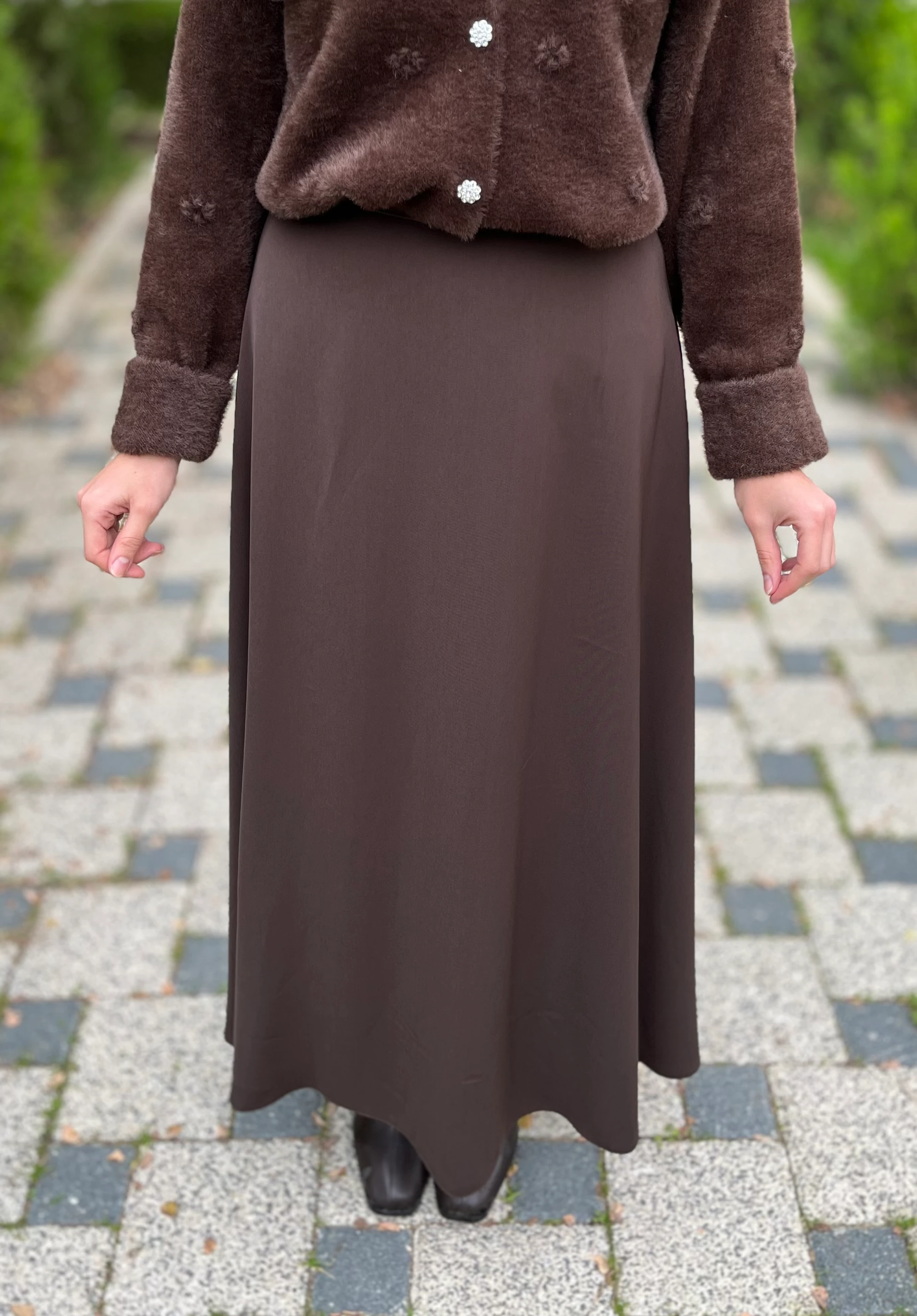 Kadın Kloş Etek 18264-Kahverengi