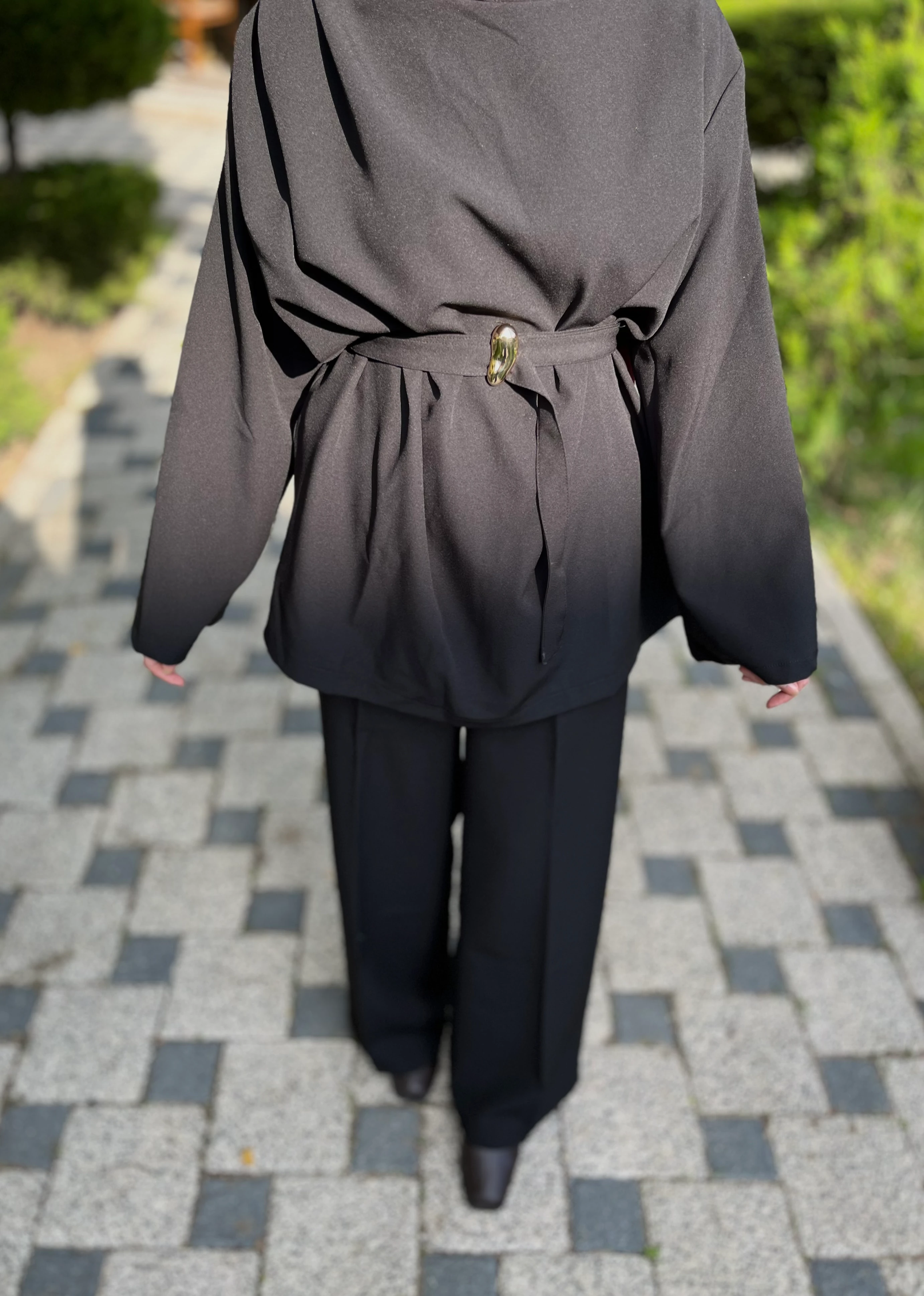 Gold Broş Detaylı Siyah Pantolon Takım HK26030-SİYAH