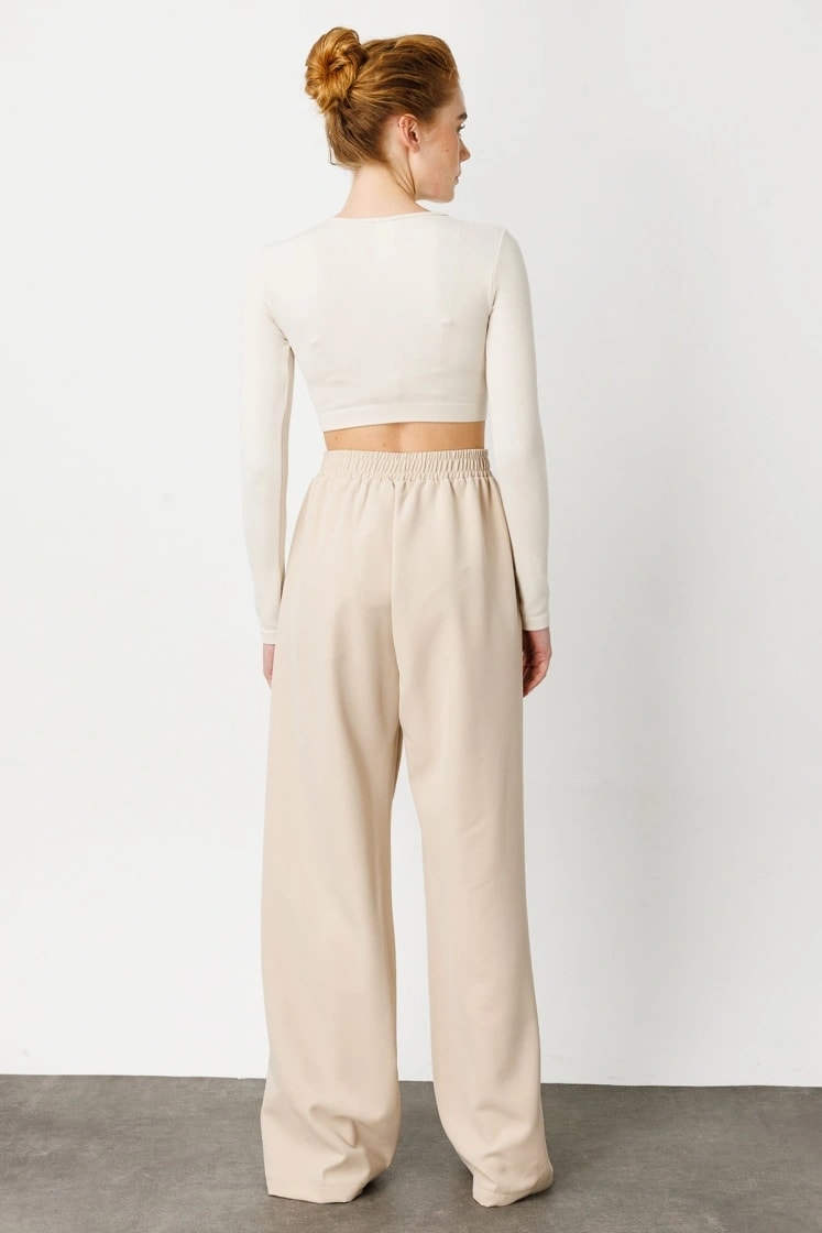 Nervürlü Taş Krep Pantolon HY24811