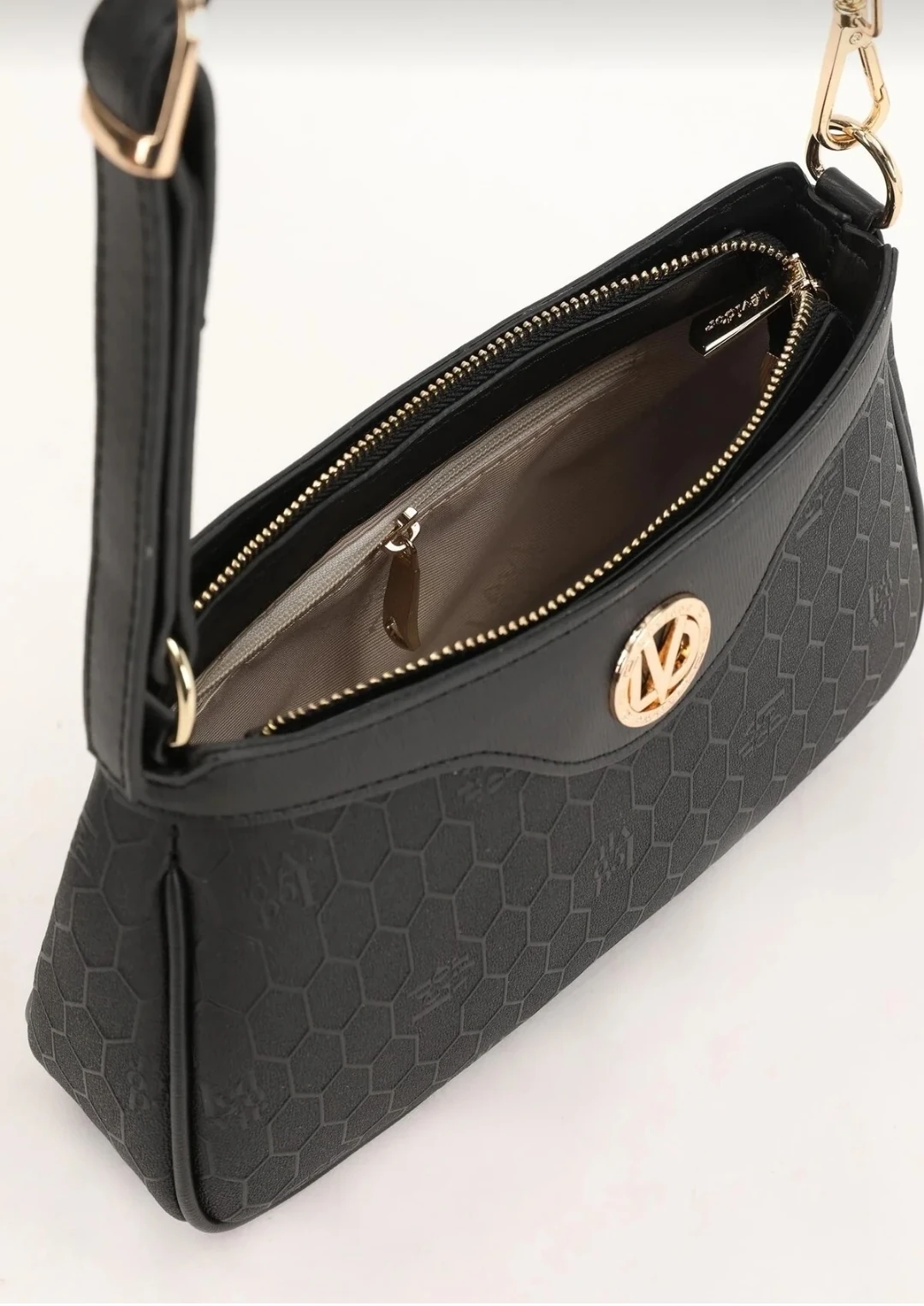 Kadın Levidor Petek Desenli Omuz Çantası - Siyah