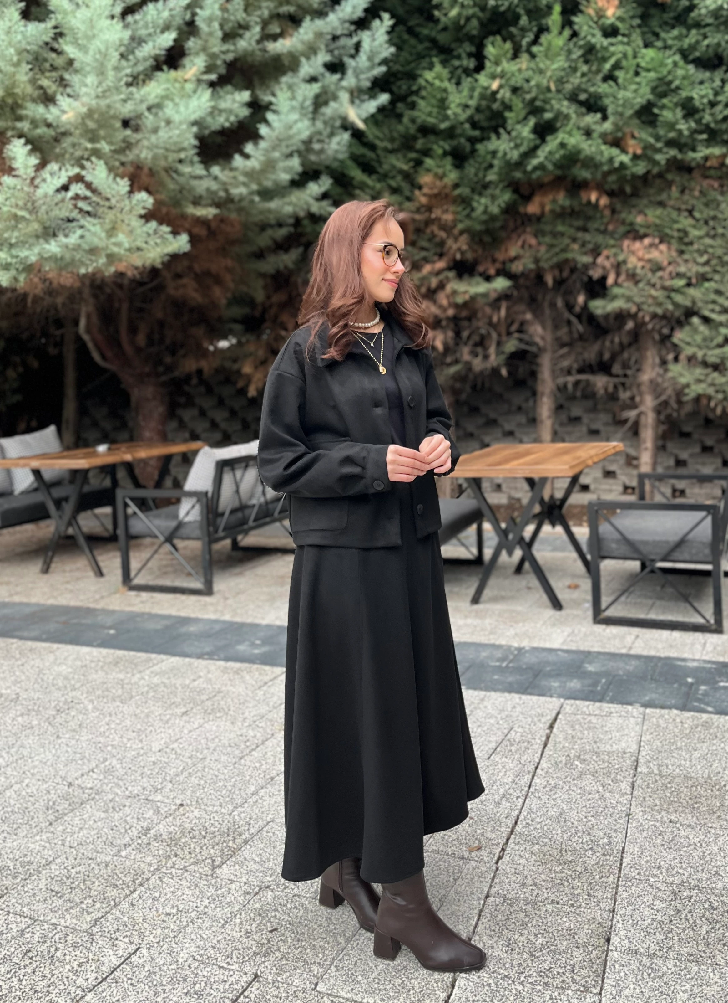 Kadın Süet Etekli Takım 14397 Siyah