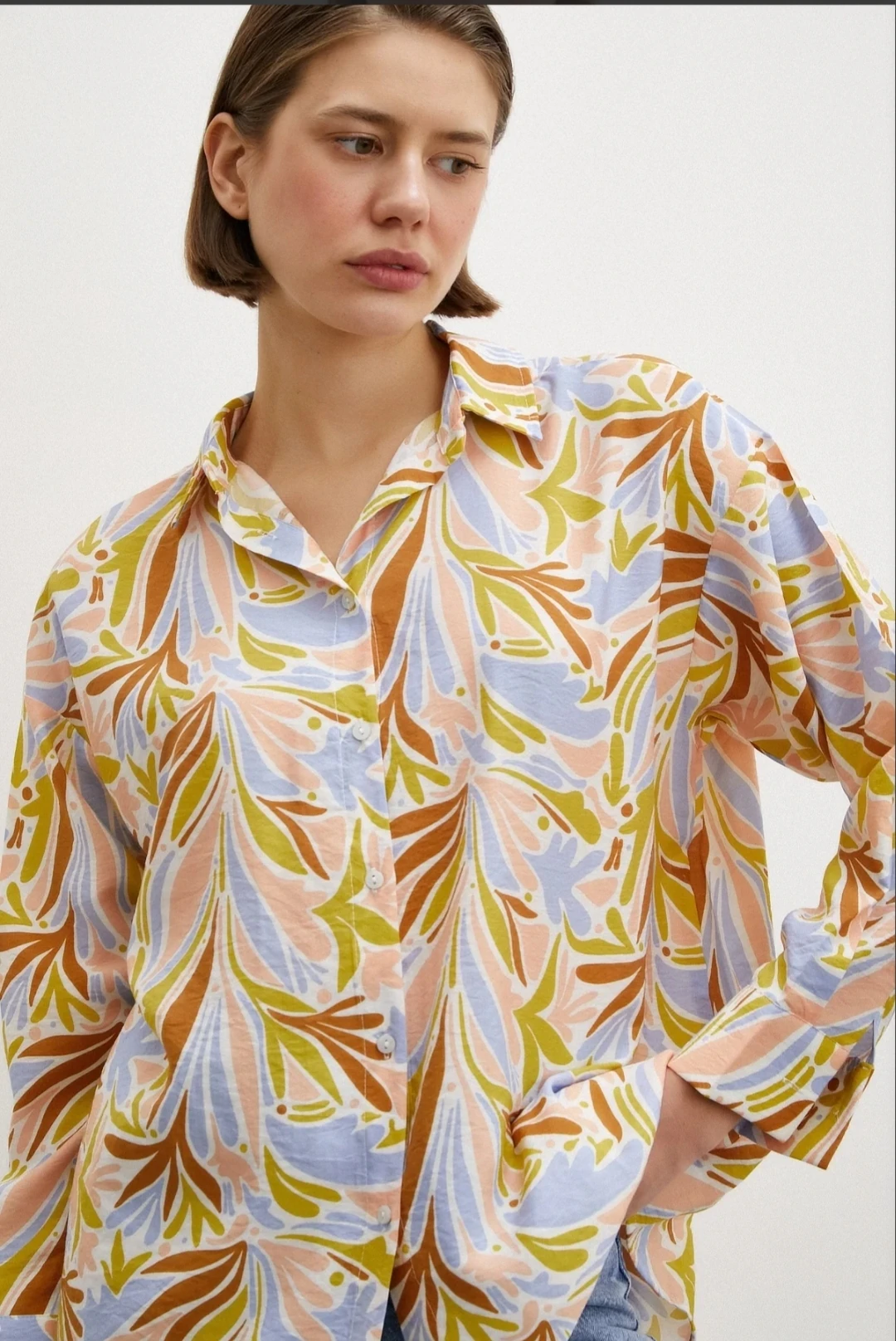 Kadın Baskılı Modal Gömlek