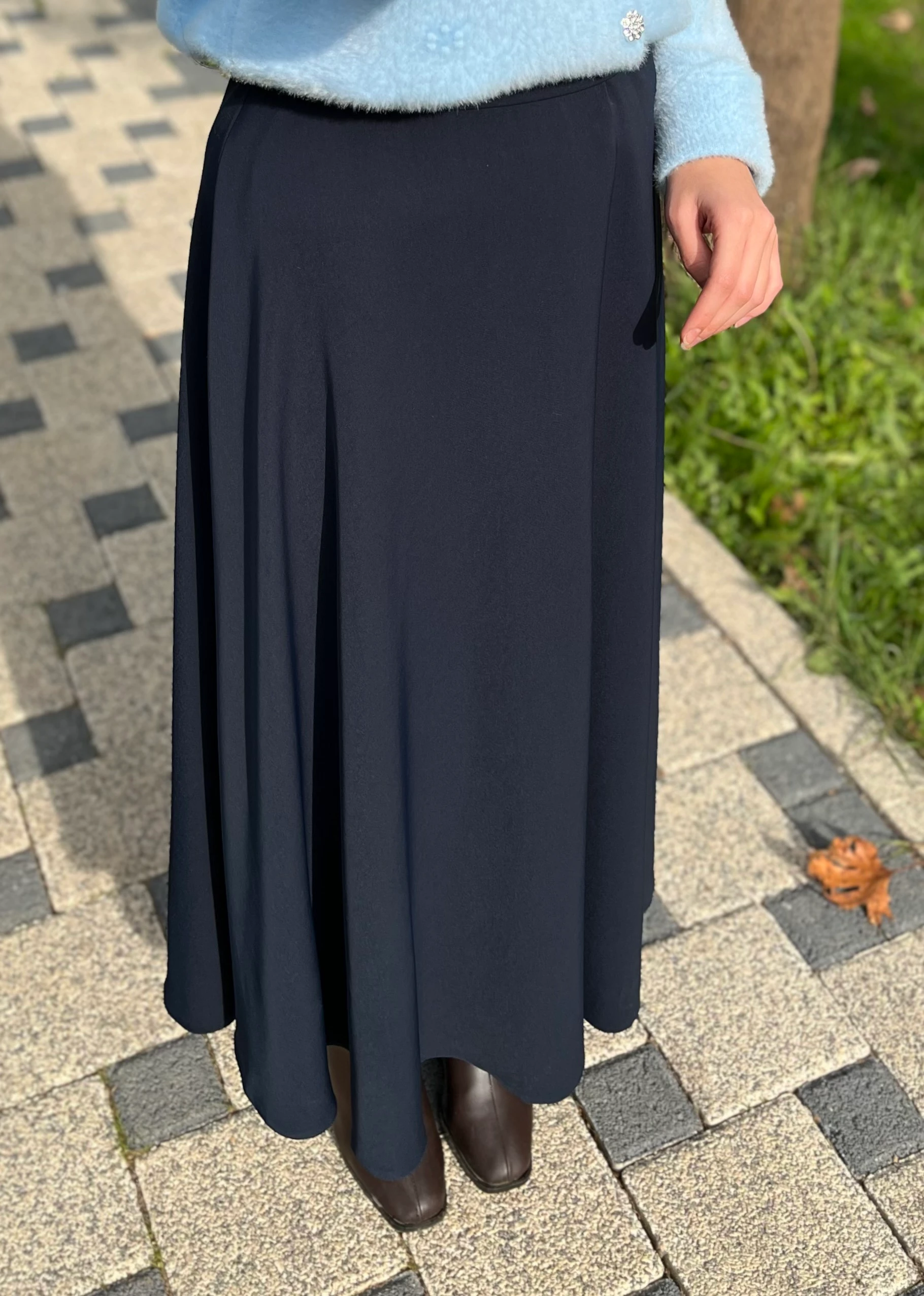Kadın Kloş Etek 18264-Lacivert