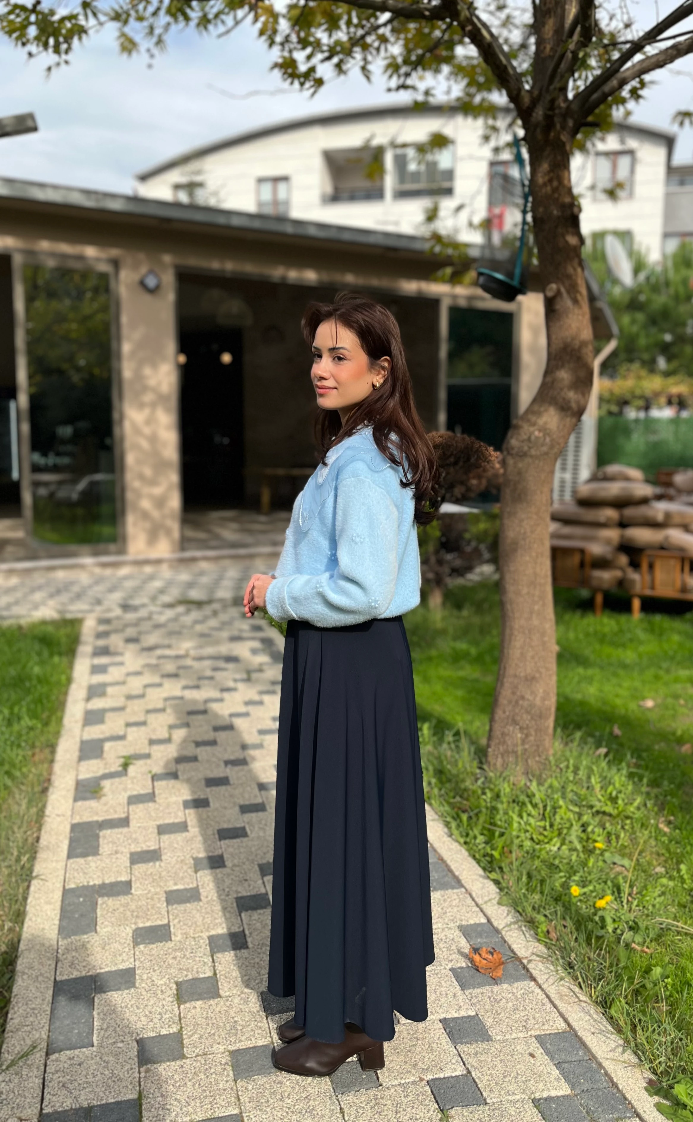 Kadın Kloş Etek 18264-Lacivert