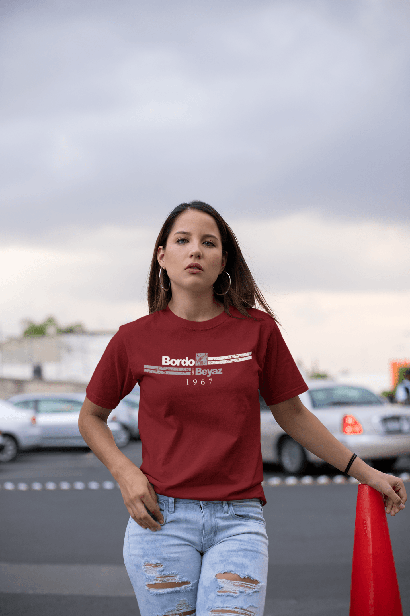 Elazığspor Kadın Bordo Şeritli Tişört