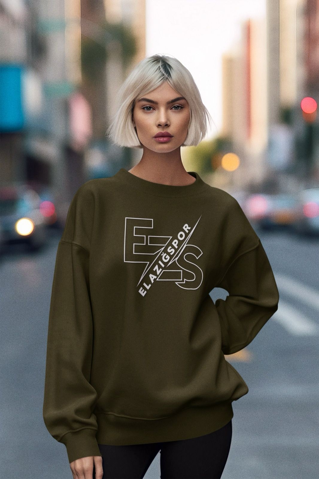 Elazığspor Kadın Haki Kazak Sweatshirt
