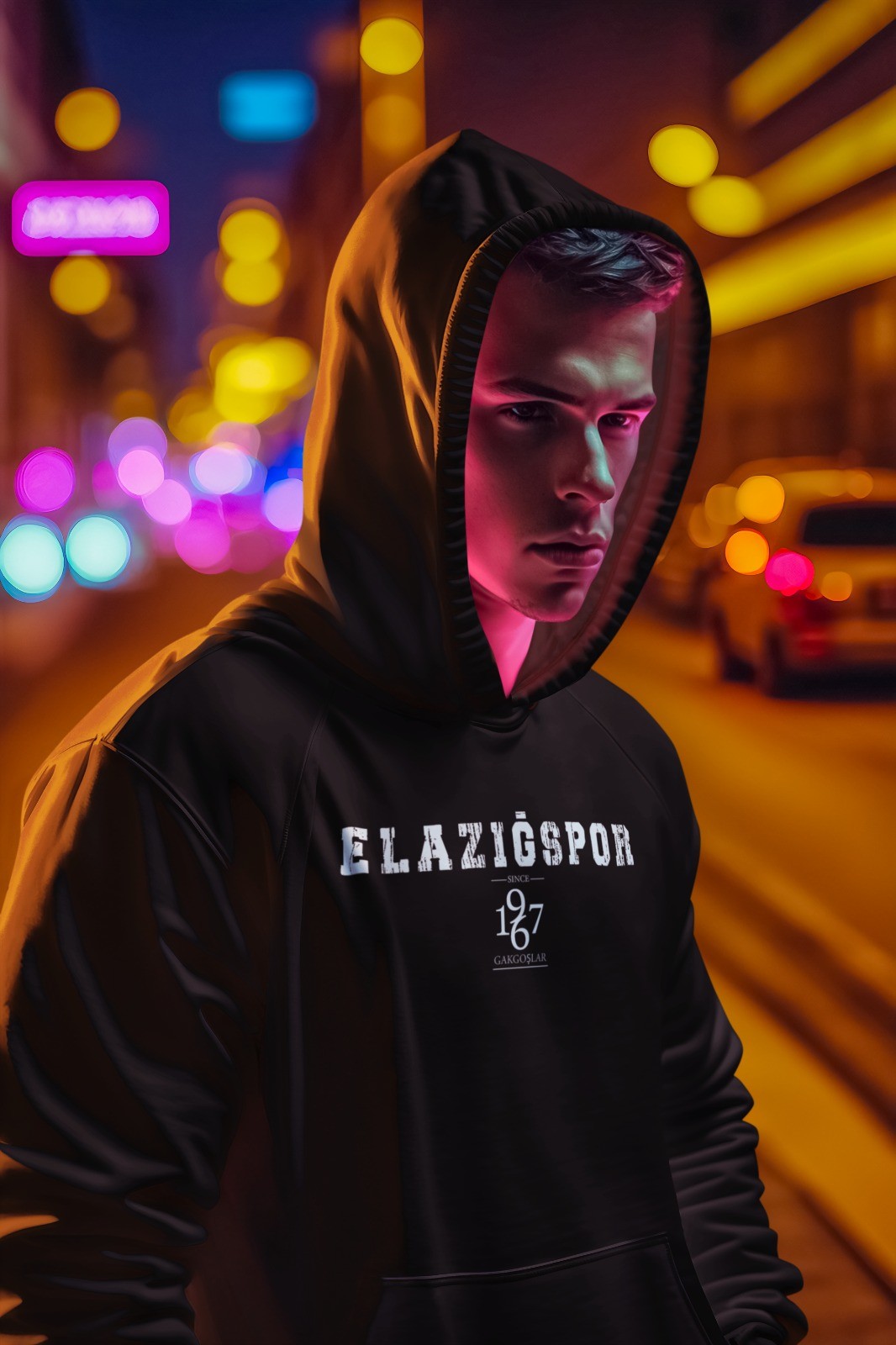 Elazığspor Erkek Siyah Kapüşonlu Sweatshirt