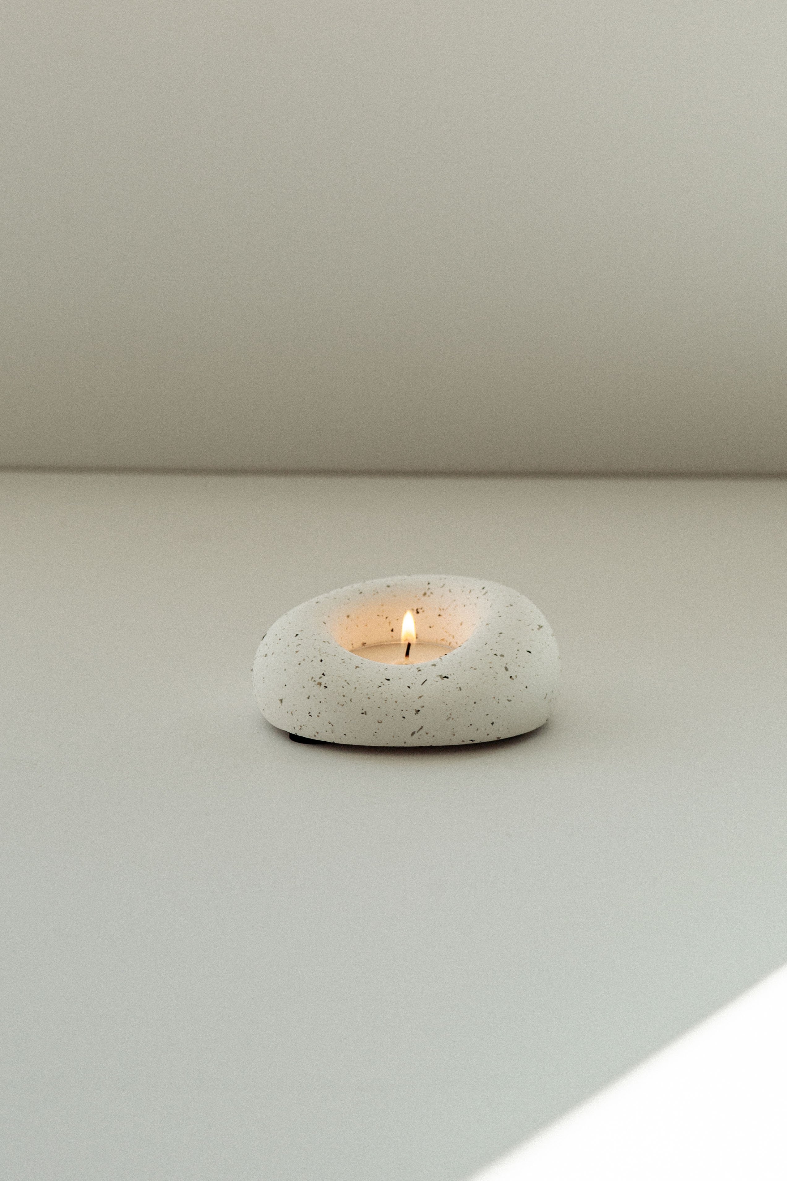Tealight Mumluk - Beyaz Granit
