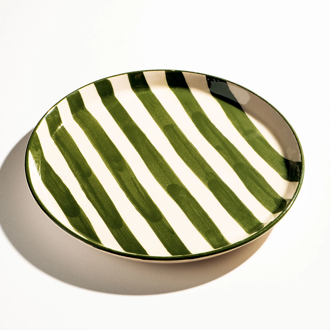 Çizgi Desen Kahvaltı Tabağı 19cm 6'lı - Yeşil