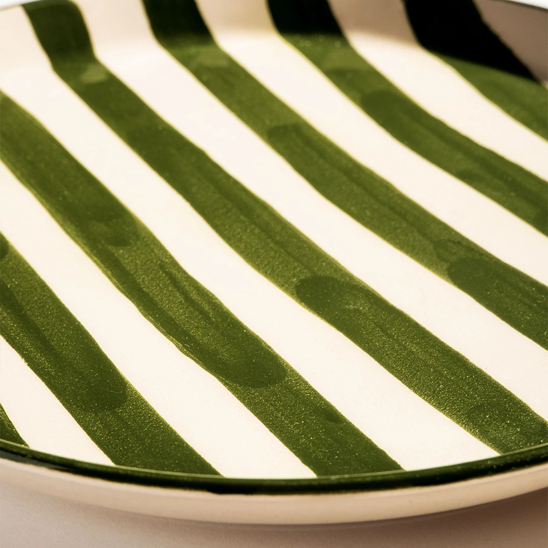 Çizgi Desen Kahvaltı Tabağı 19cm 6'lı - Yeşil