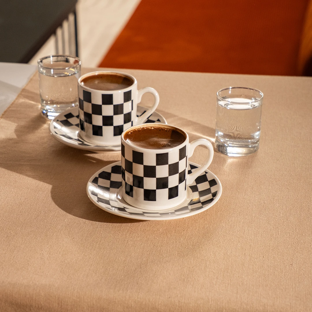 MonoMood Fincan Seti 4 Parça - Checkmate