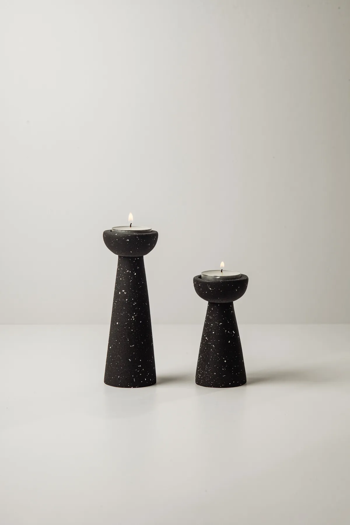 Mantar Tealight Mumluk - Siyah Granit Efekt