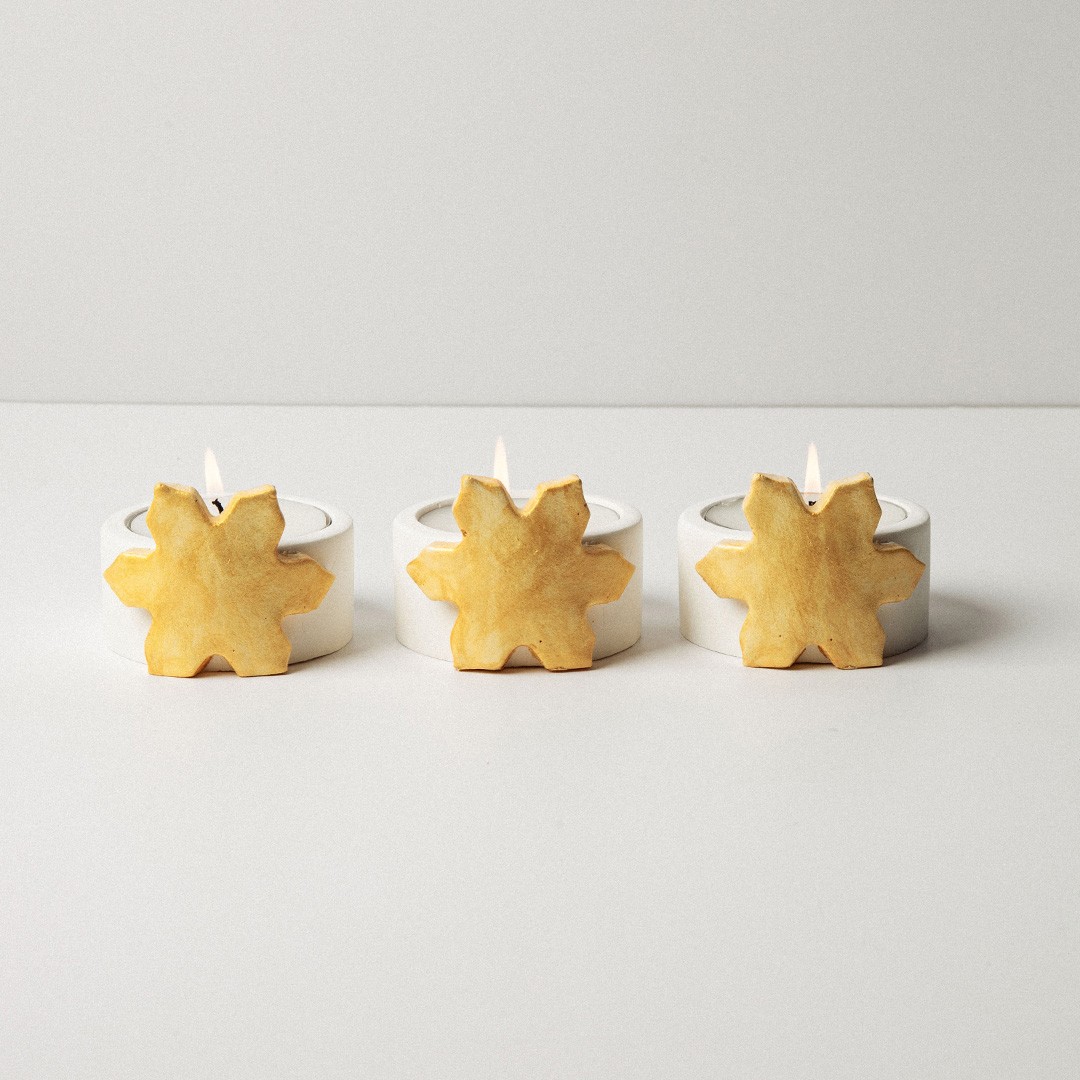 3'lü Dekoratif Tealight Mumluk Set - Yıldız image