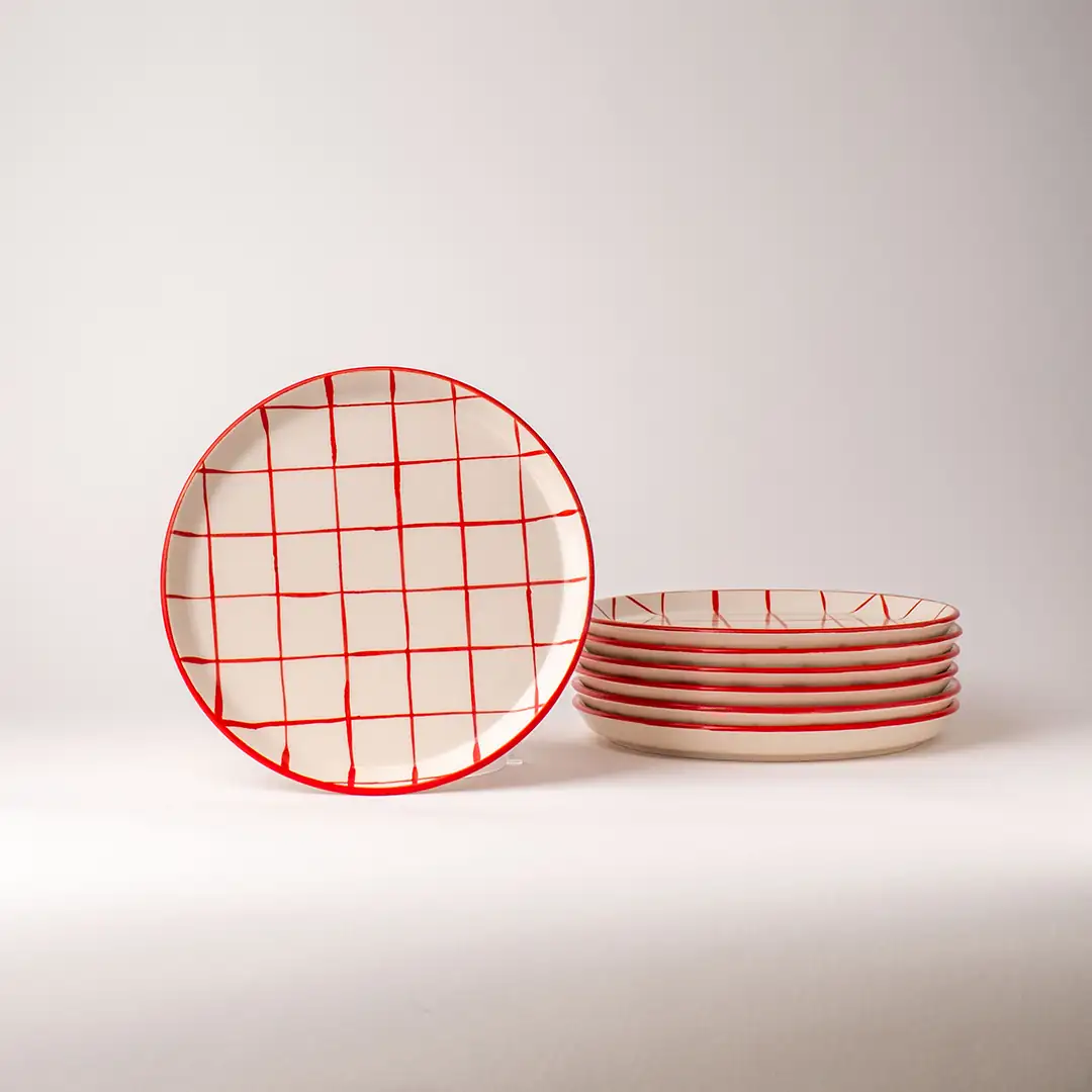 Desenli Kahvaltı Tabağı 19cm 6'lı - Kare