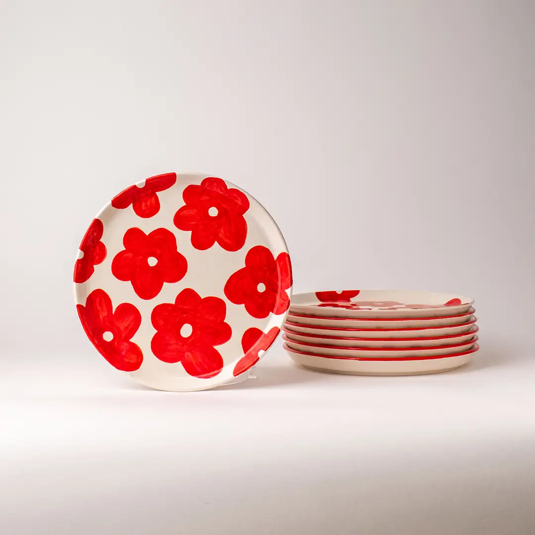 Desenli Kahvaltı Tabağı 19cm 6'lı - Flora Mono – Dolgu