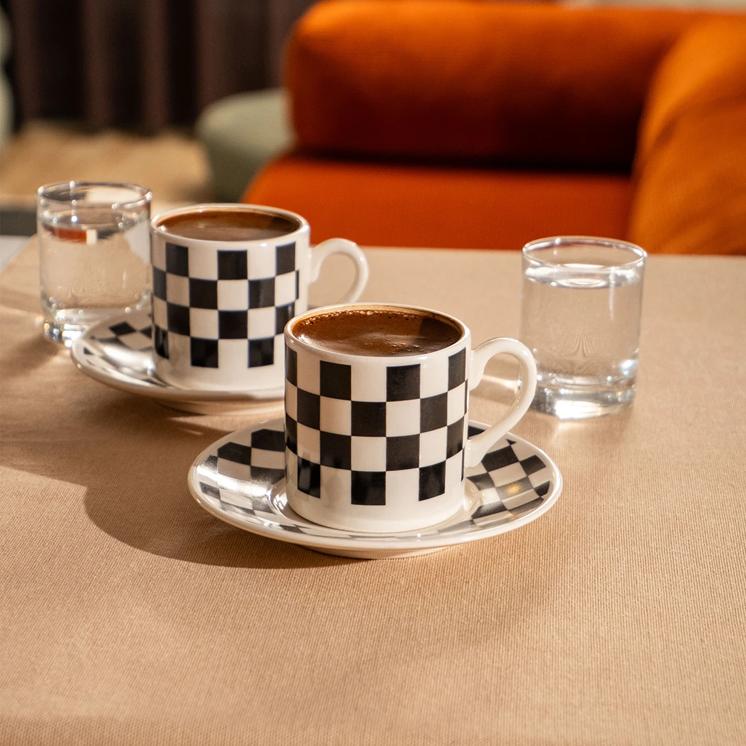 MonoMood Fincan Seti 4 Parça - Checkmate
