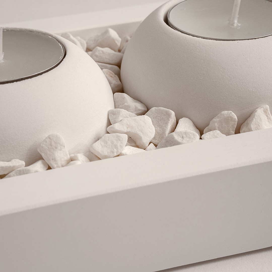 Tabaklı 5'li Beton Mumluk Set