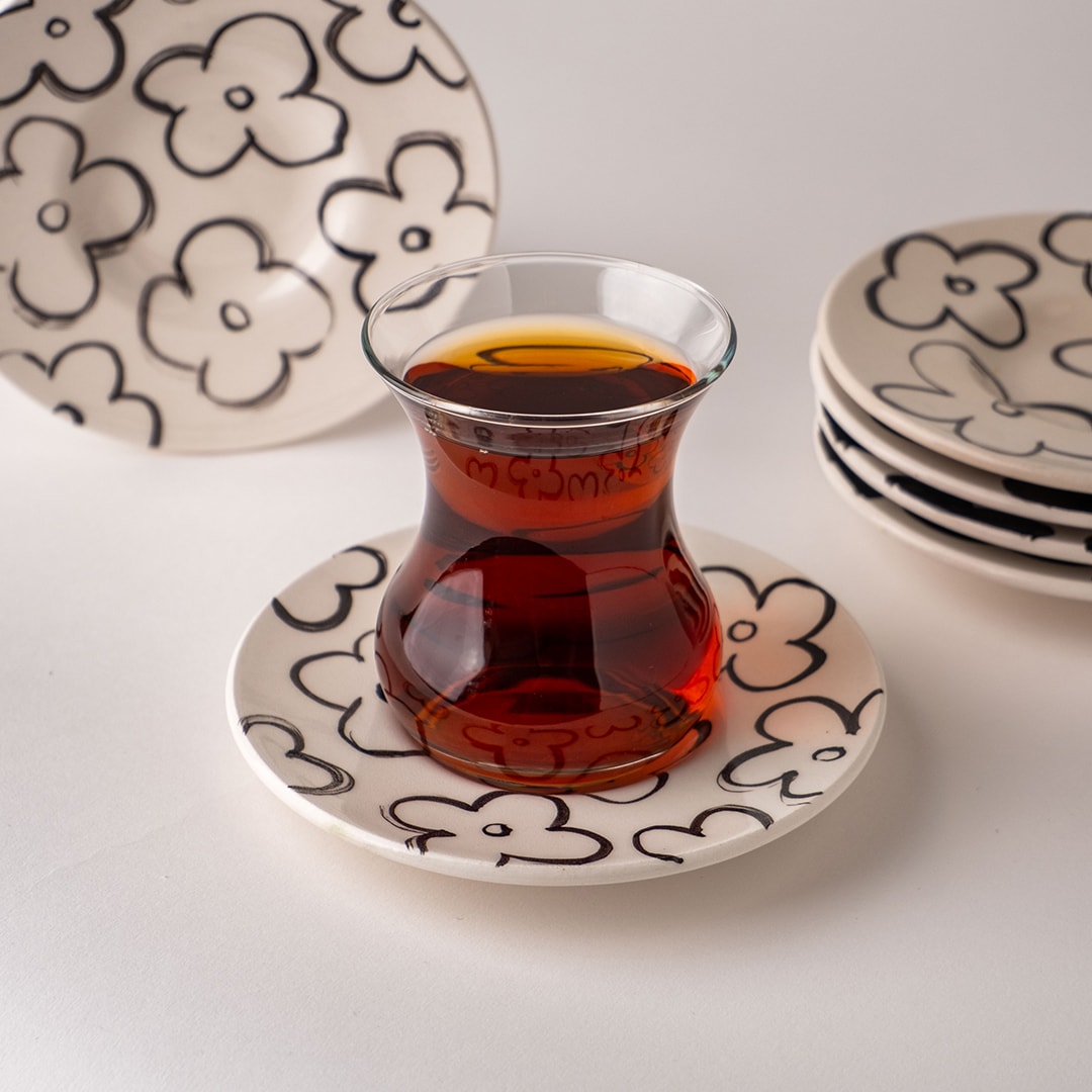 Flora Mono Çay Tabağı 6'lı