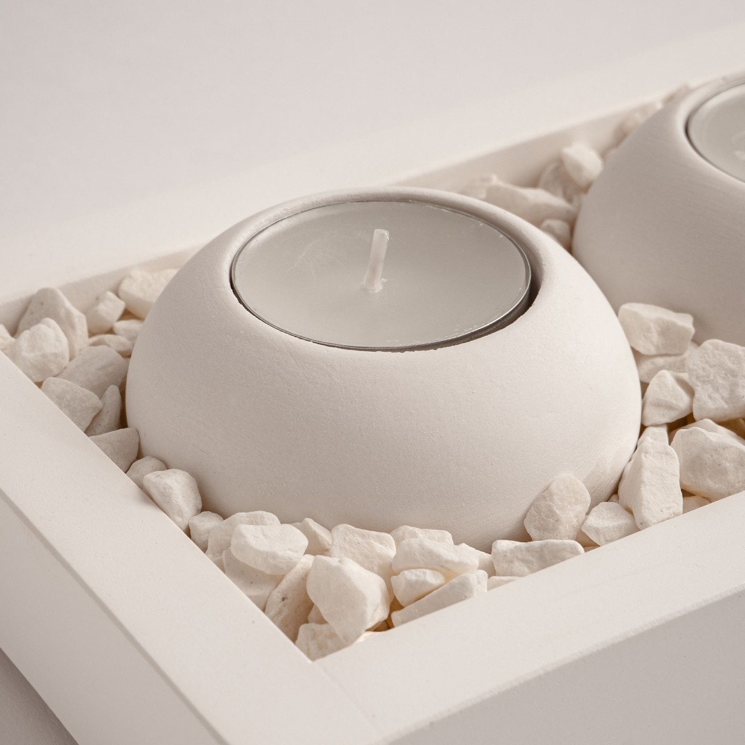 Tabaklı 2'li Beton Mumluk Set