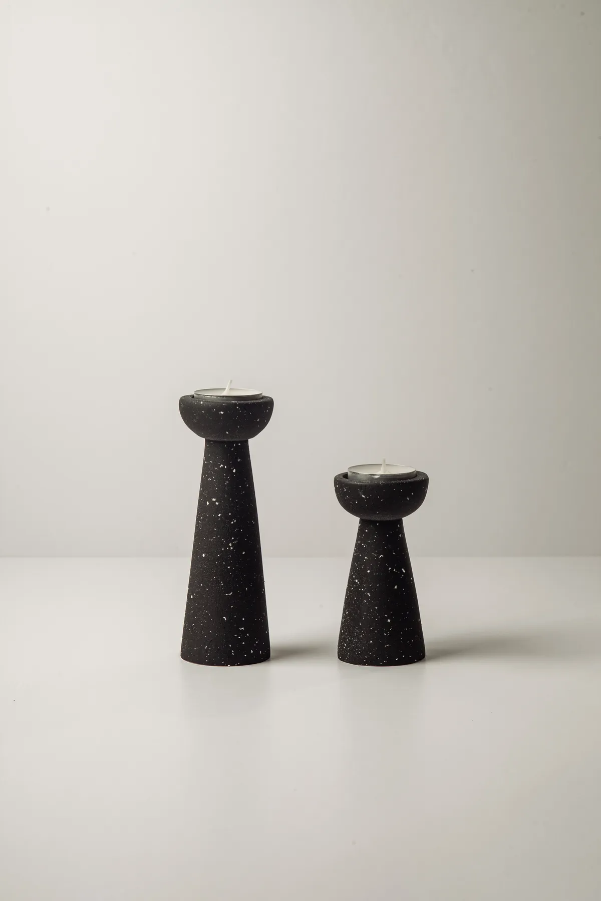 Mantar Tealight Mumluk - Siyah Granit Efekt