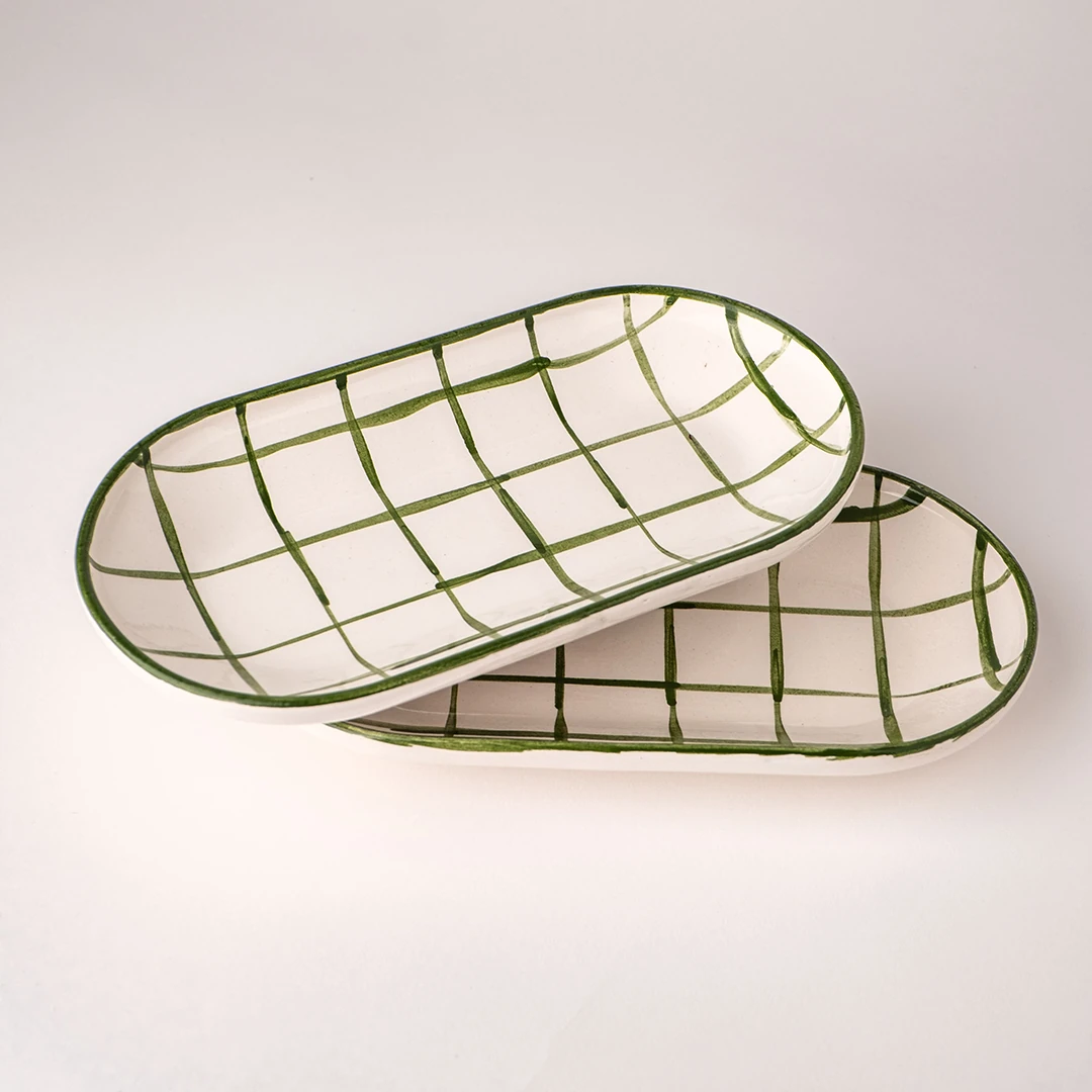 Kayık Tabak 2'li - Yeşil