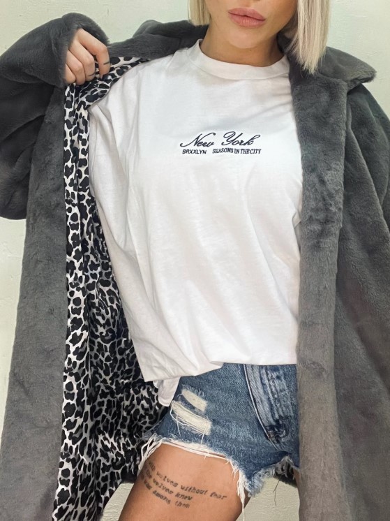 New York Oversize Beyaz Tshirt
