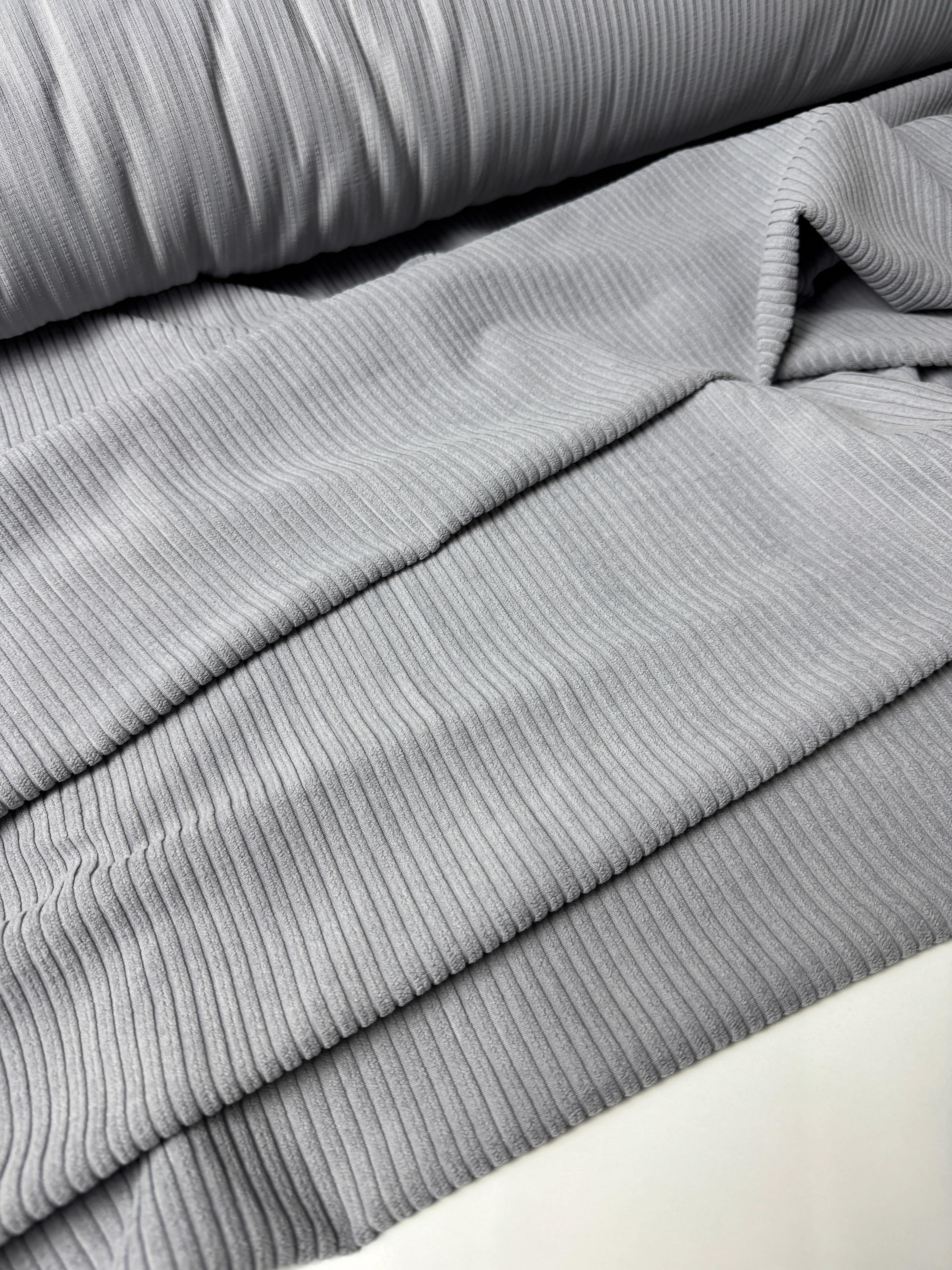 Premium Kalite İnce Pamuk Fitilli Kadife | 1 Metre | En: 150cm - Gri