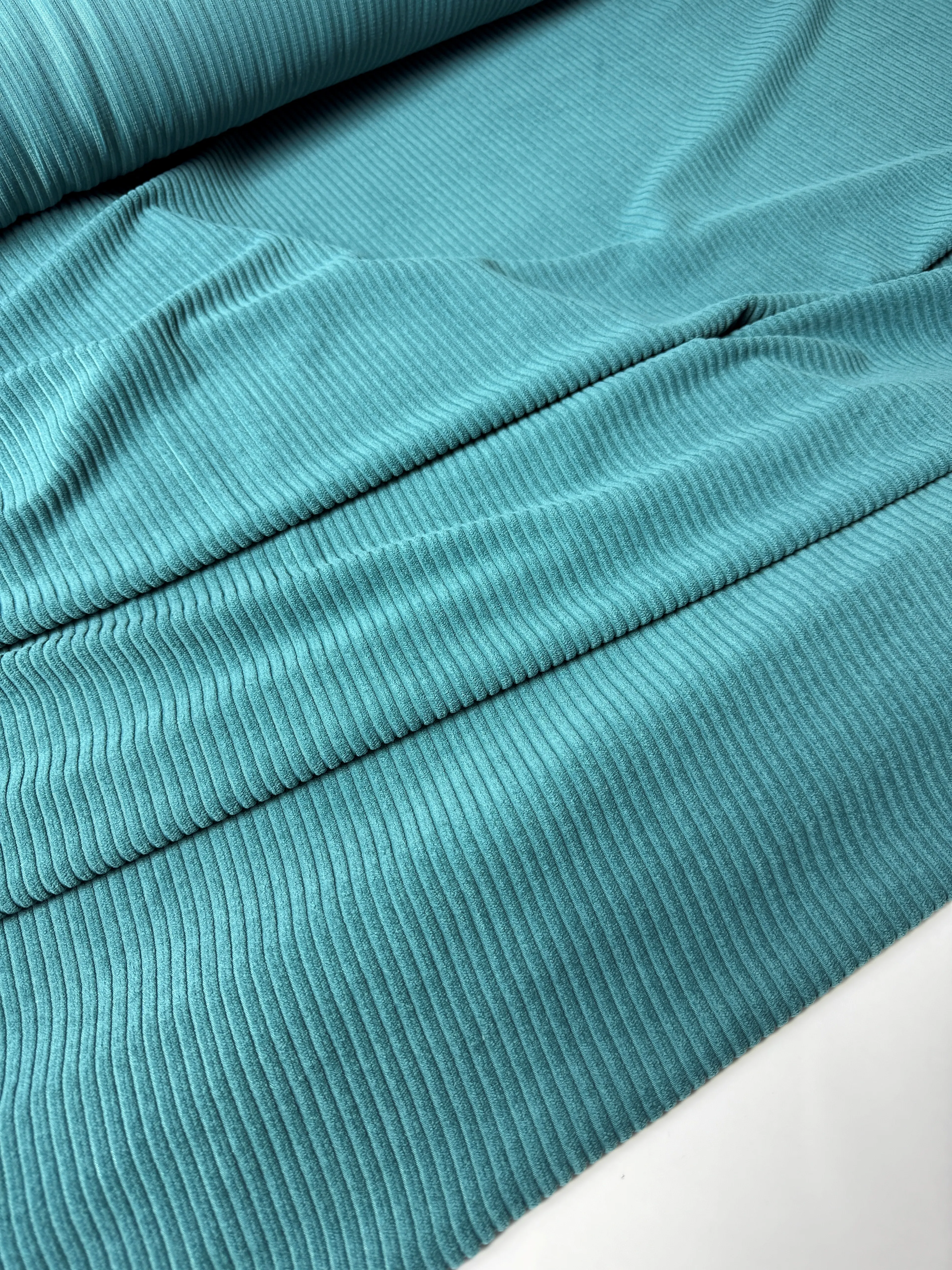 Premium Kalite İnce Pamuk Fitilli Kadife | 1 Metre | En: 150cm - Aqua Yeşil