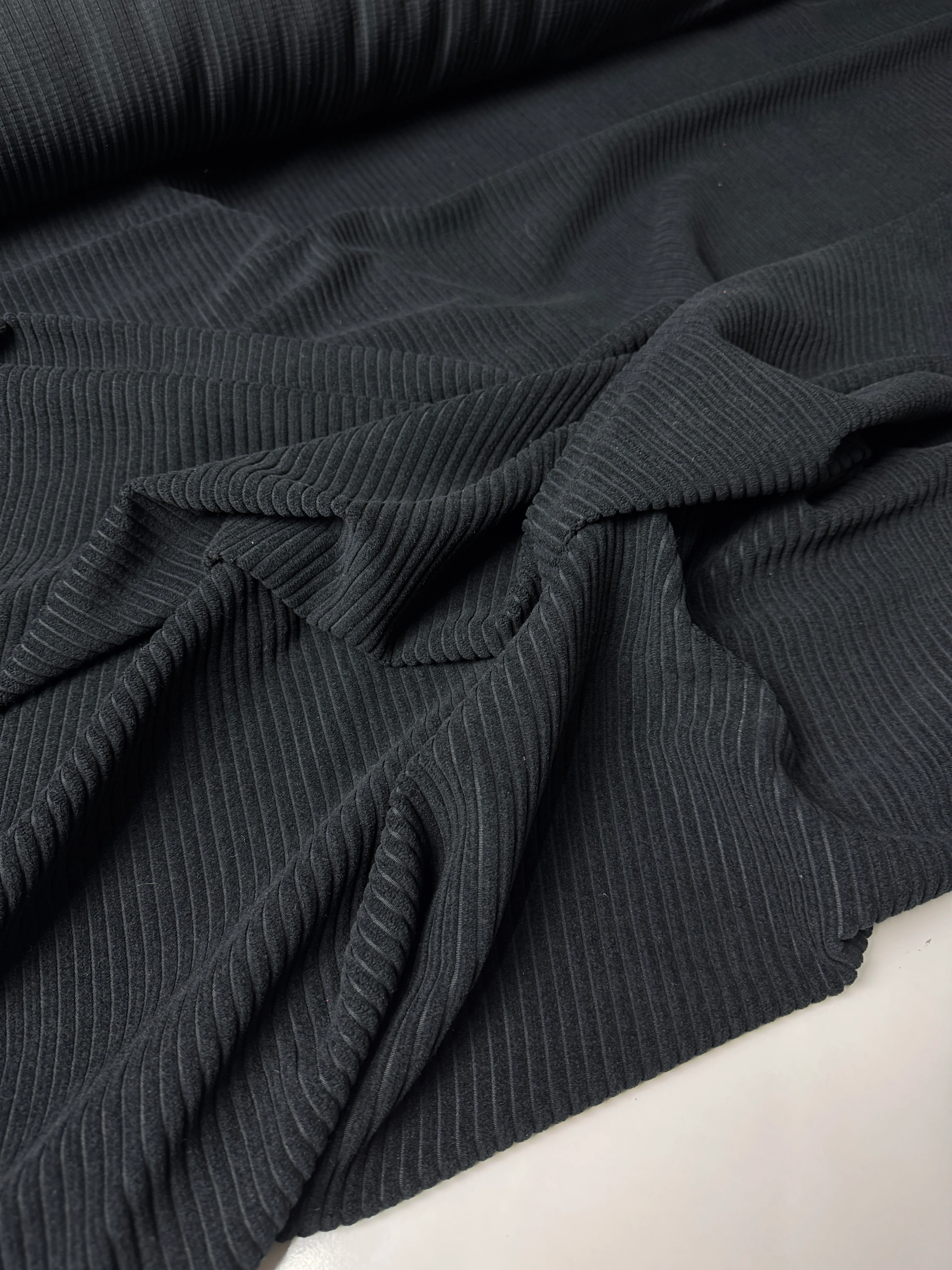 Premium Kalite İnce Pamuk Fitilli Kadife | 1 Metre | En: 150cm - Siyah