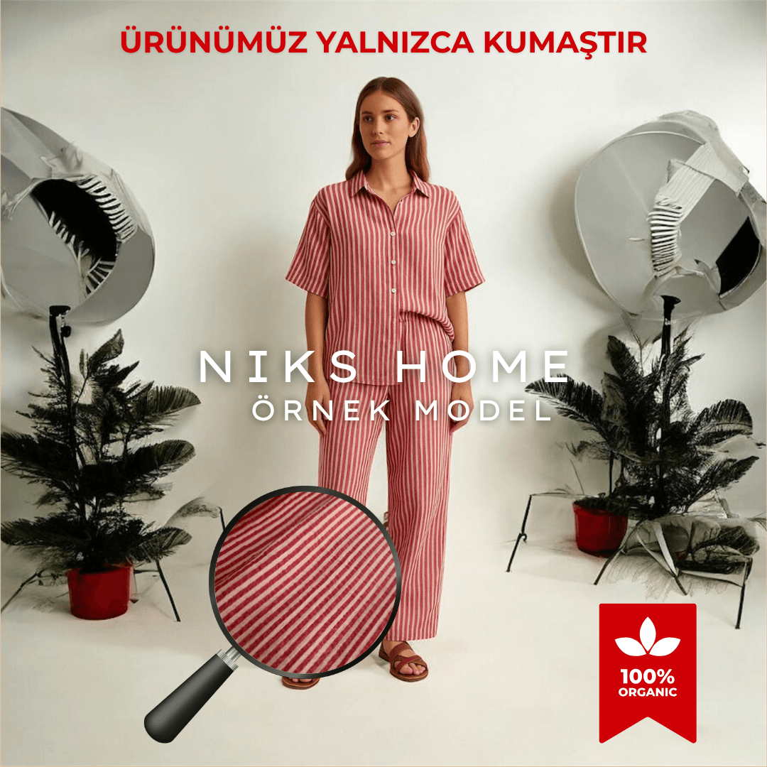  %100 Organik Pamuk Çift Katlı Müslin Kumaş | Çok Amaçlı | 1 Metre | En: 150cm - CKMUSCIZKRMINC